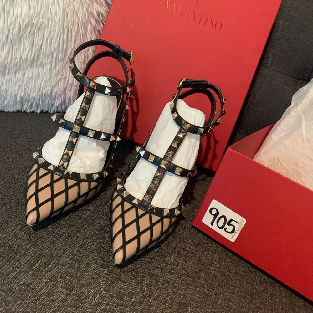 Authentic Valentino ankle strap studded heals